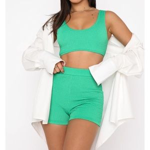 White Fox give me good vibes crop top & doing it right shorts set